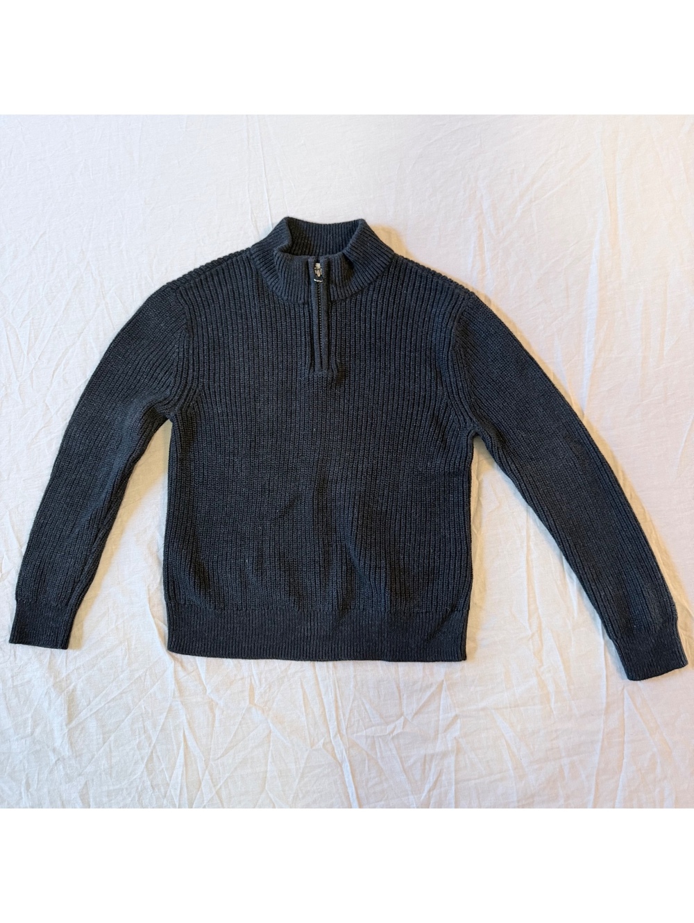 Gap Kids Boys' Ribbed Quarter Zip Sweater, Size 10, Black